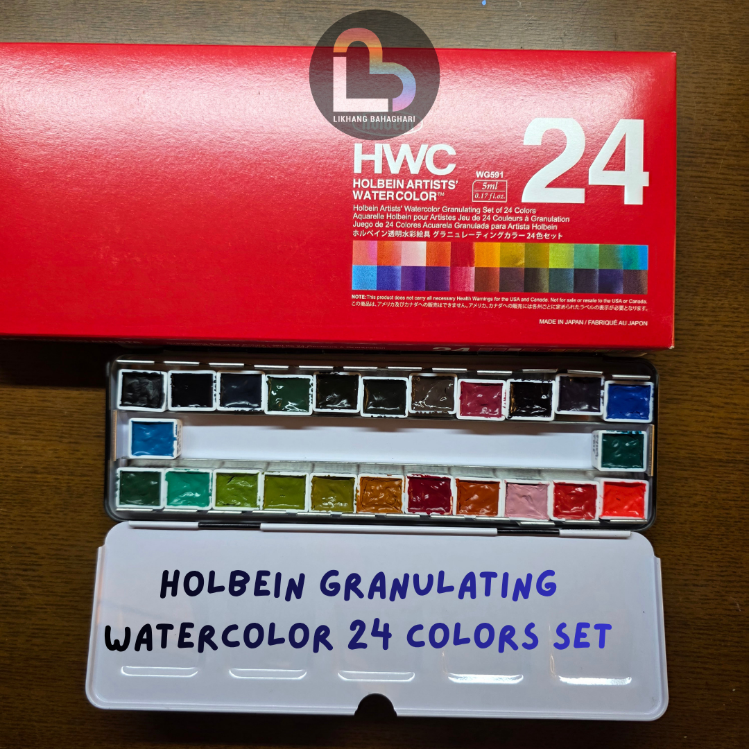 Holbein Artist’s Watercolor - 24 Color Granulating Set 5ml Tube and 2ml Half-pan