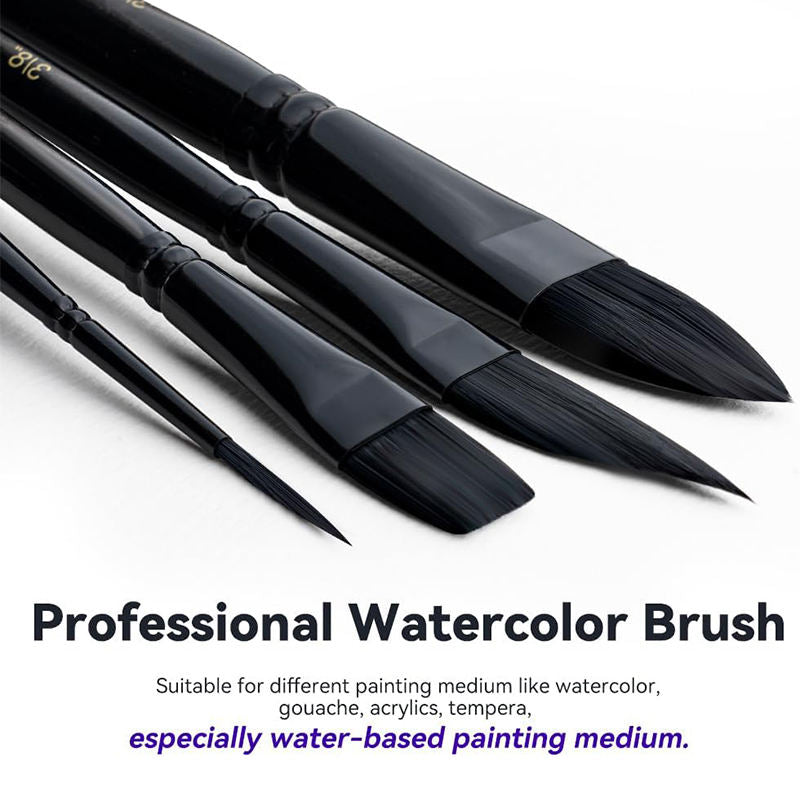 Paul Cezanne Art Paint Brush Set 10 Pcs Black Handle Watercolor Acrylic Gouache Paint Brushes