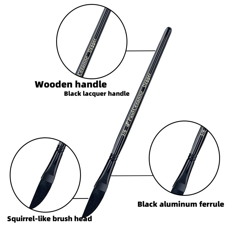 Paul Cezanne Art Paint Brush Set 10 Pcs Black Handle Watercolor Acrylic Gouache Paint Brushes