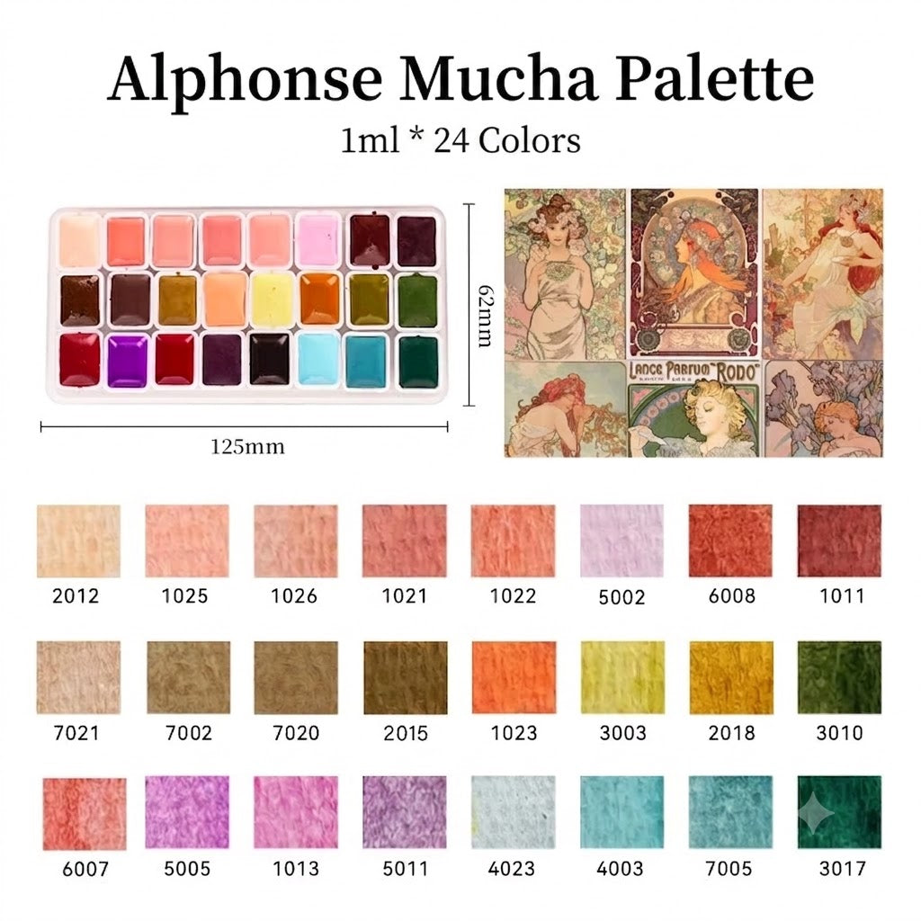 24-Color 1ml Watercolor Set Artist Palettes (Monet, Van Gogh, Picasso, Macaron) Buy 2 Free Sketchbook