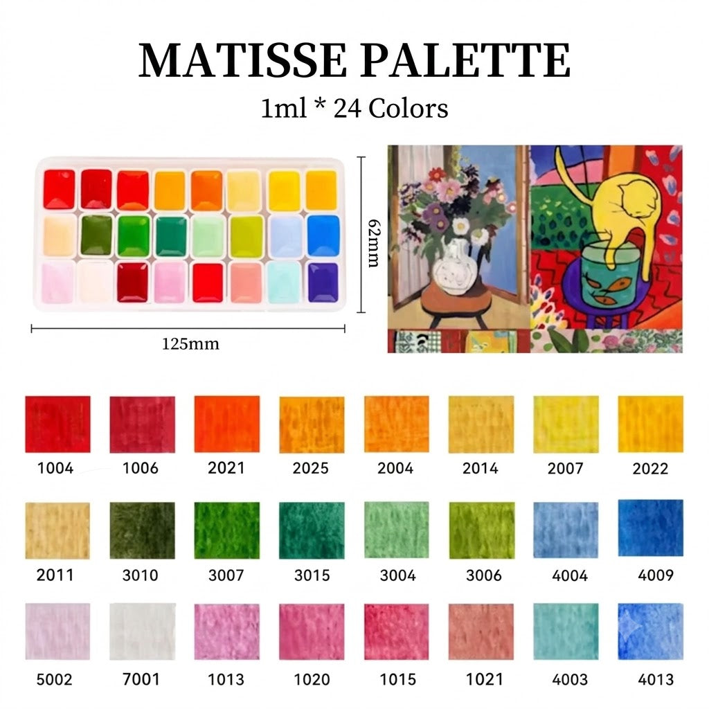 24-Color 1ml Watercolor Set Artist Palettes (Monet, Van Gogh, Picasso, Macaron) Buy 2 Free Sketchbook