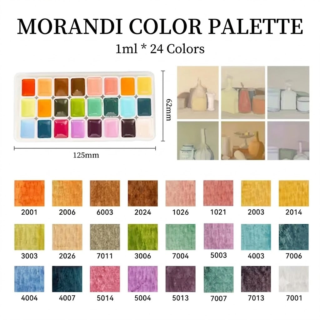 24-Color 1ml Watercolor Set Artist Palettes (Monet, Van Gogh, Picasso, Macaron) Buy 2 Free Sketchbook