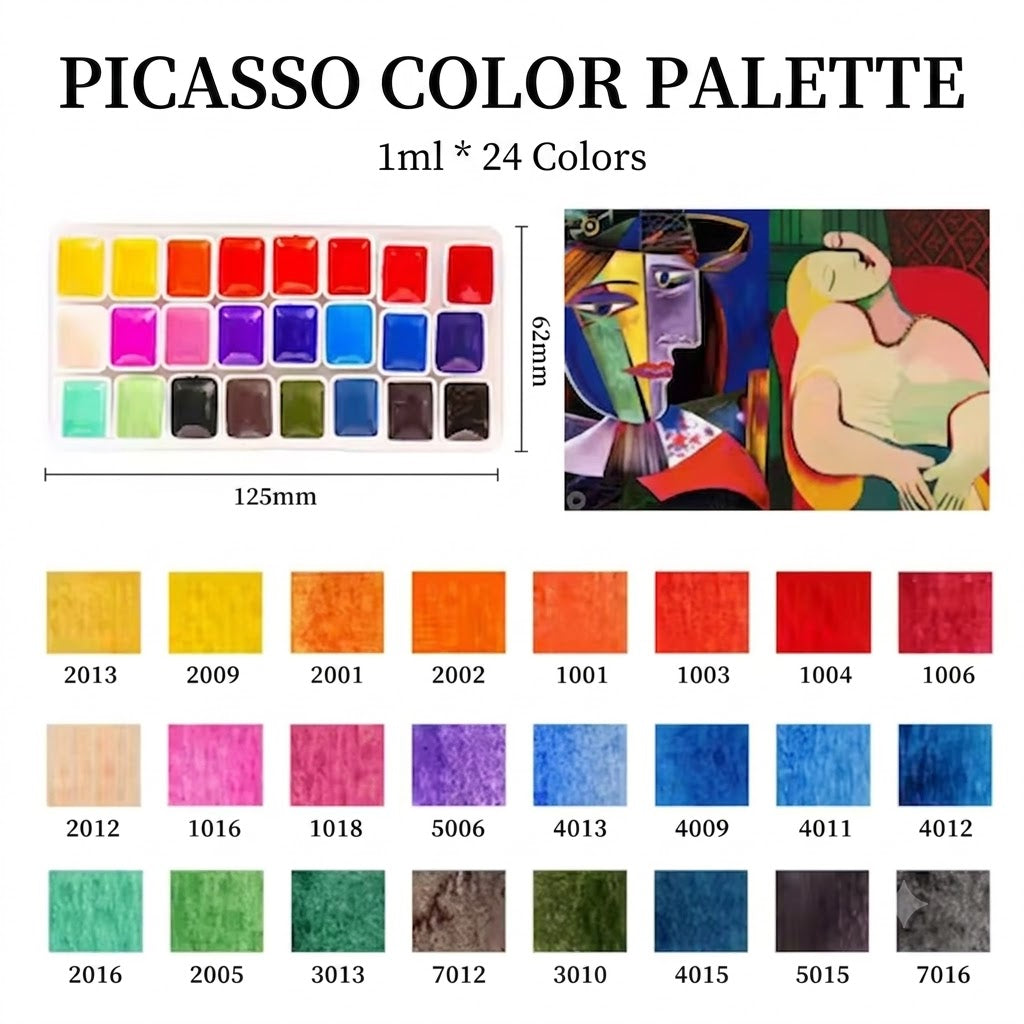 24-Color 1ml Watercolor Set Artist Palettes (Monet, Van Gogh, Picasso, Macaron) Buy 2 Free Sketchbook