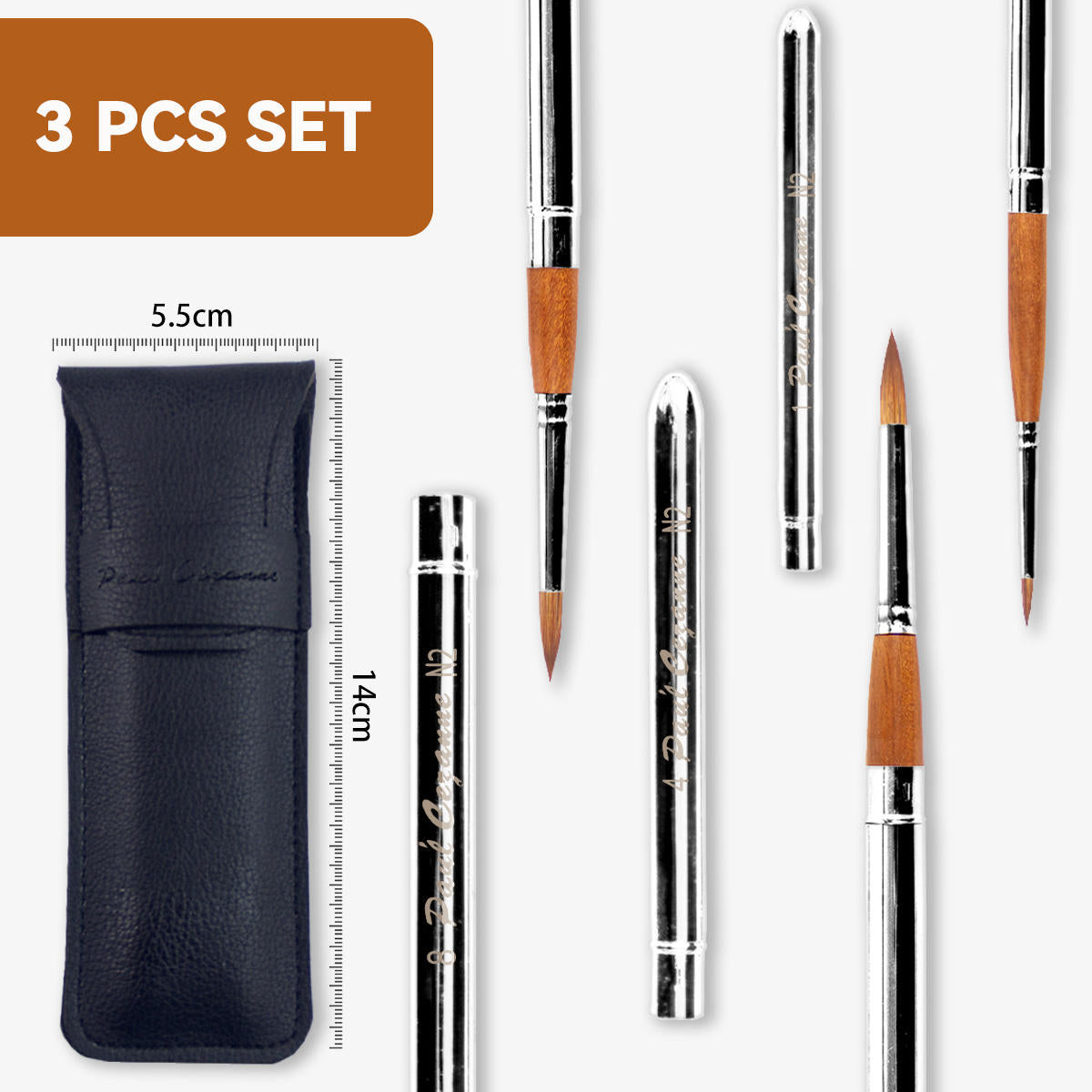 Paul Cézanne 3-Piece Travel Watercolor Brush Set (with Leather Case)