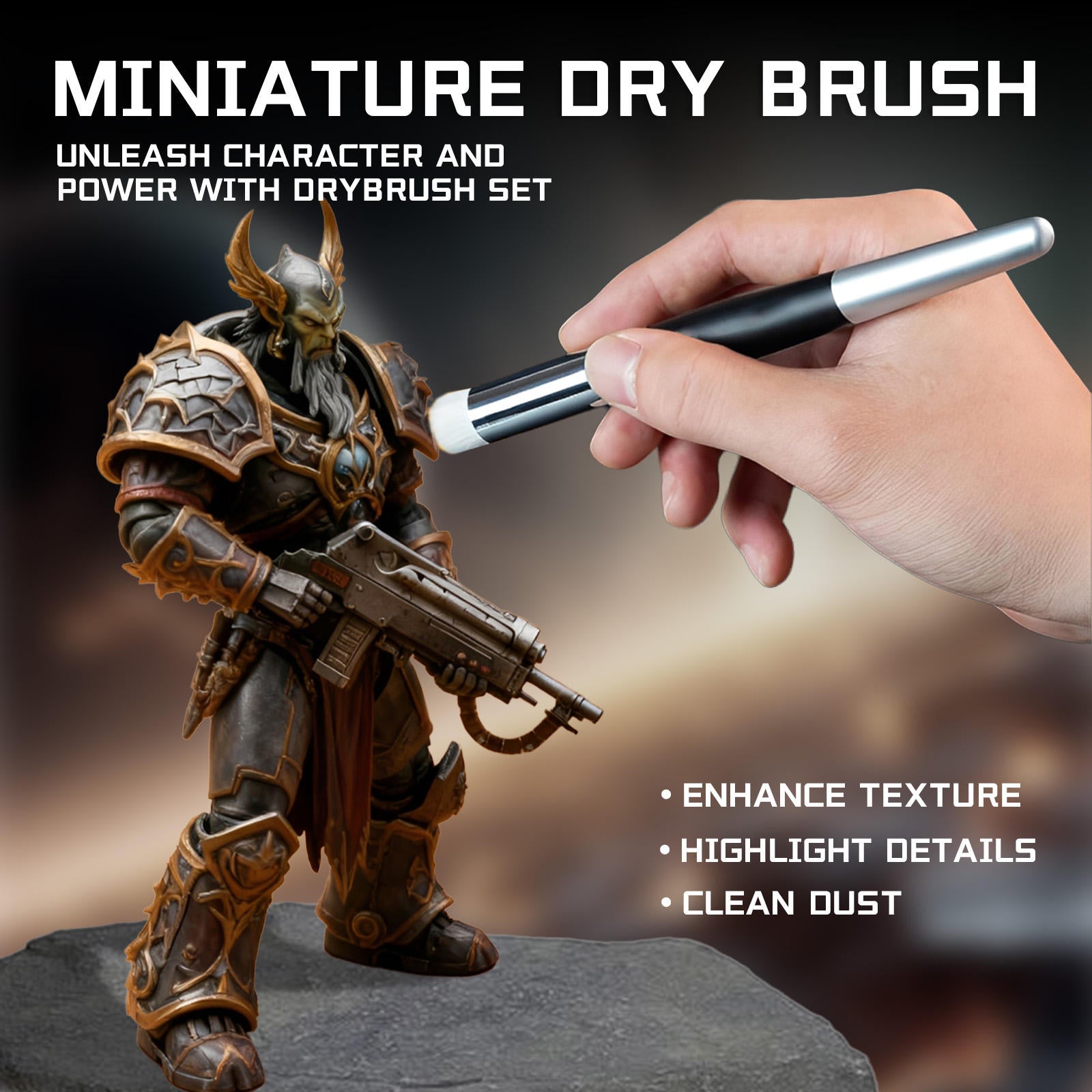 Paul Cezanne 12pcs Miniature Detail Paint Brush Set with Wool Dry Brush - PB154 Micro Liner Brushes for Gunpla, Warhammer Figures, Model Kits, Acrylic Painting