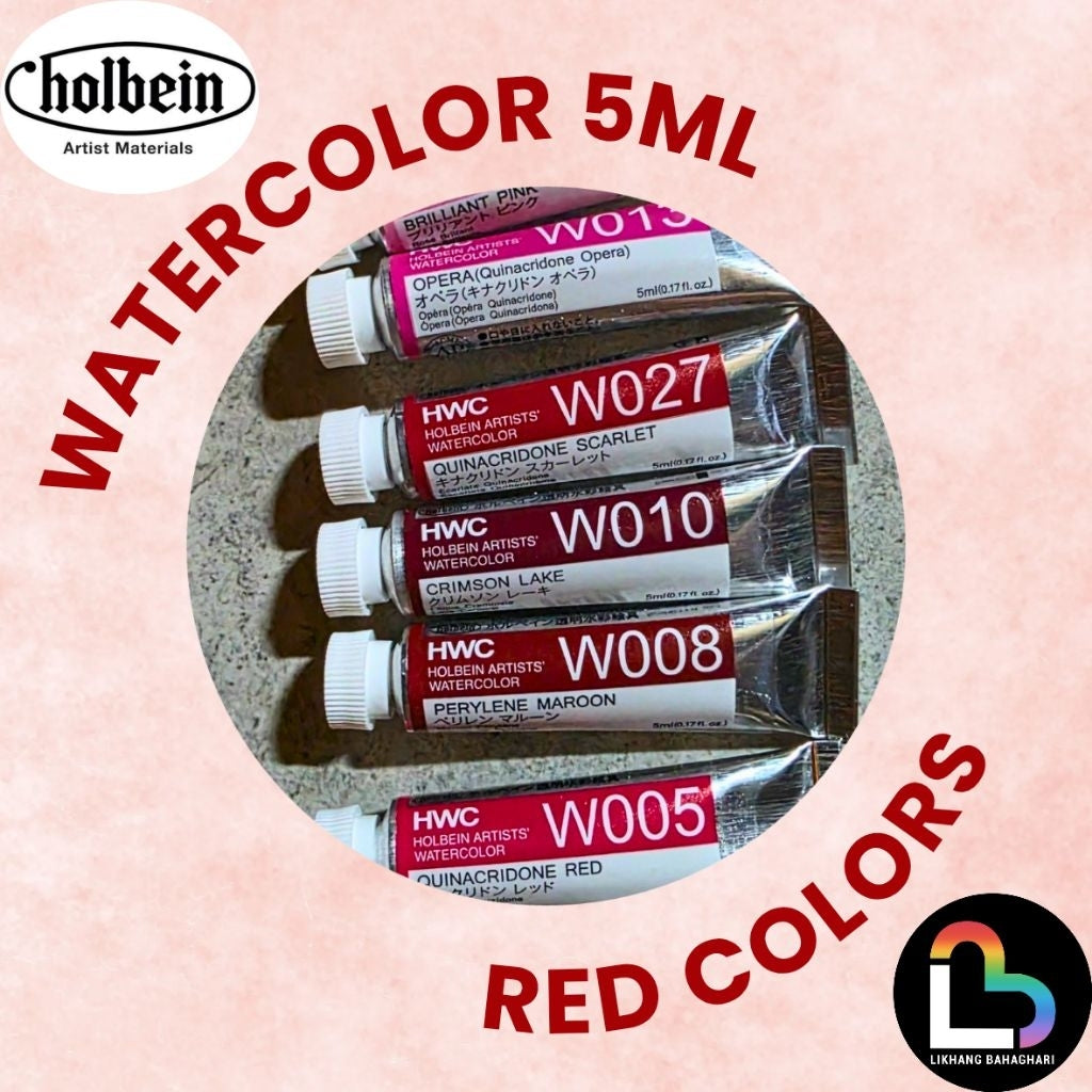 3/6 Holbein Watercolor 5ml Tubes & 2ml Half-Pans (Reds/Pinks) - Buy 5 Get 1 Free