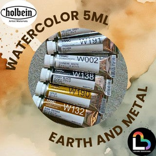 5/6 Holbein Watercolor 5ml Tubes & 2ml Half-Pans (Black/White/Metal/Earth) - Buy 5 Get 1 Free