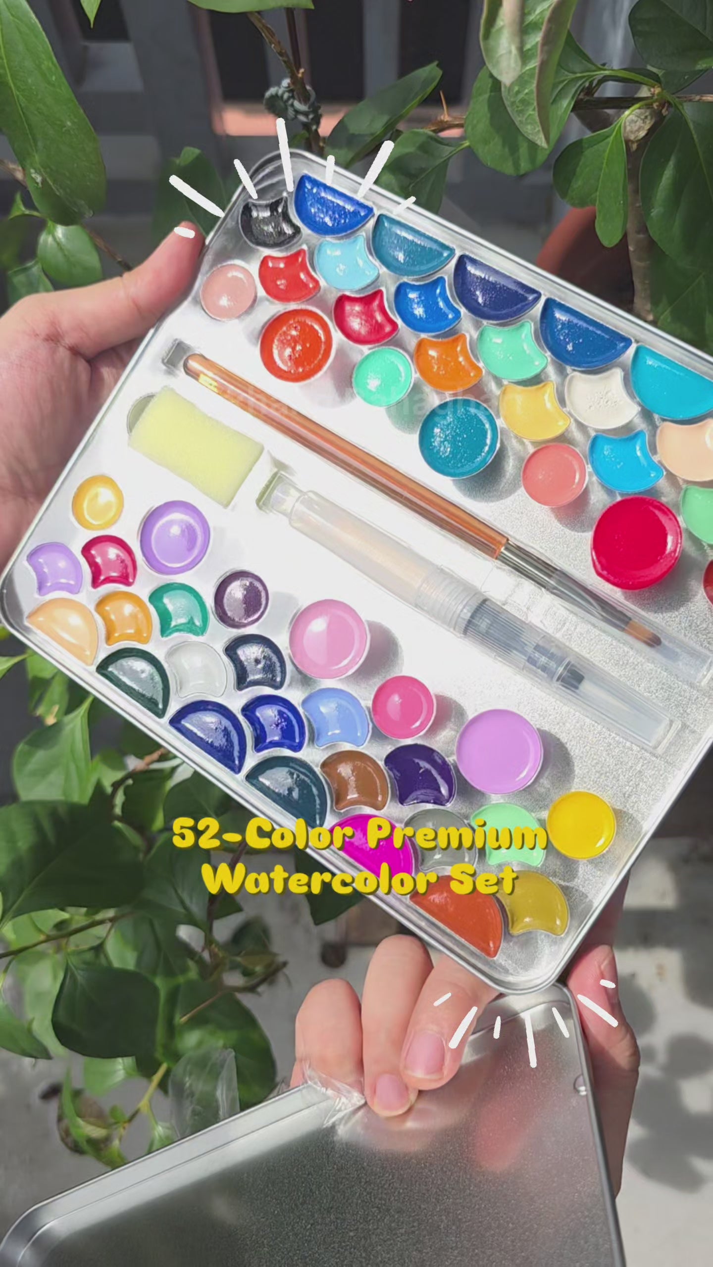 Poezie 52 Colors Portable Solid Watercolor Paint Set with 9x14cm Sketchbook