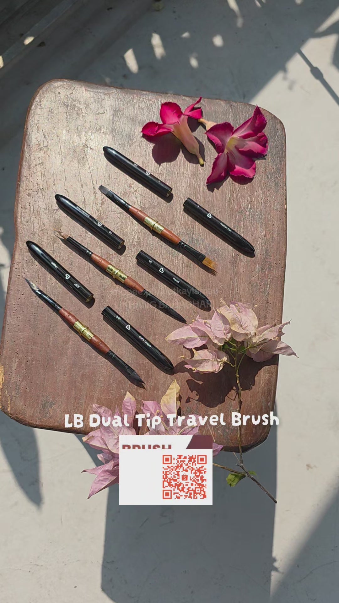 LB Dual-Tip Travel Watercolor Brush Sable and Synthetic Squirrel Hair – 6 Shapes Specialty