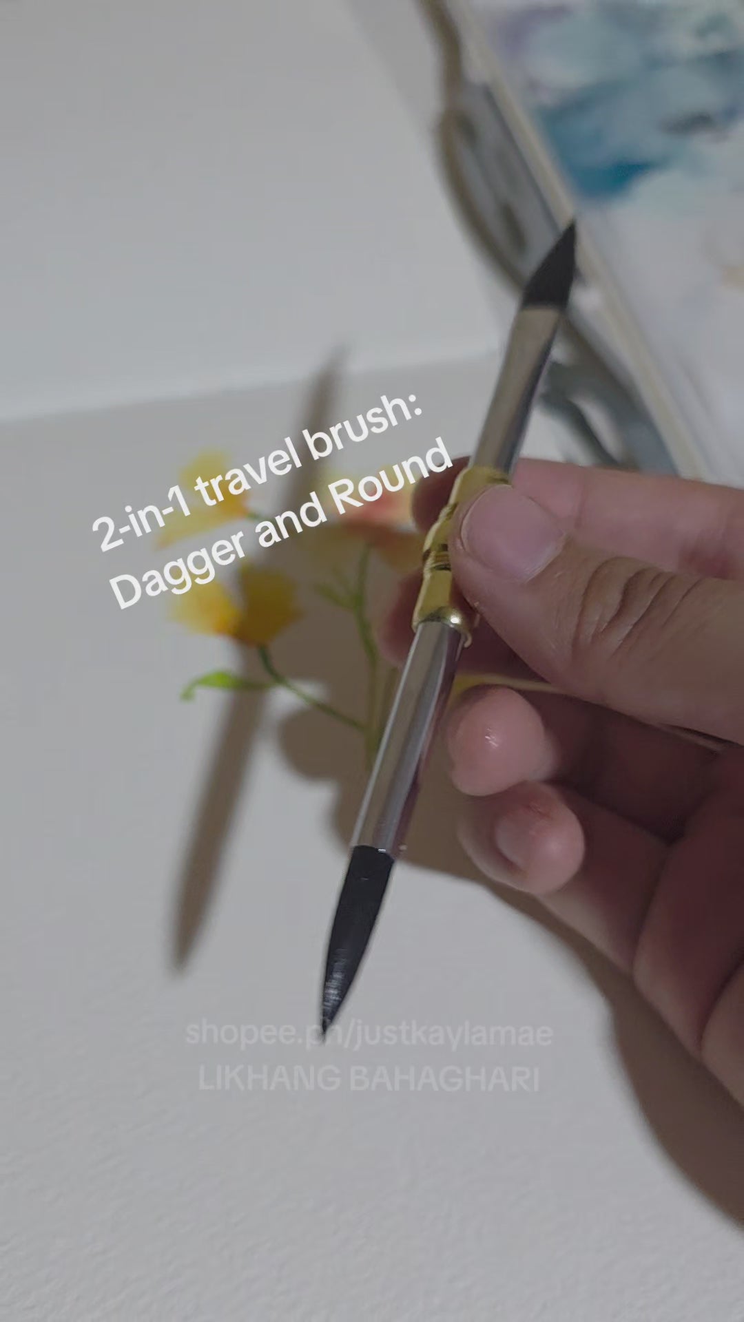 LB Dual-Tip Small Silver Travel Watercolor Brushes - 6 Tip Styles, Premium Synthetic Squirrel Hair