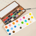 Poezie 24-Color Premium Watercolor in Walnut Wooden Box – Luxury Artist Gift Set with Sketchbook