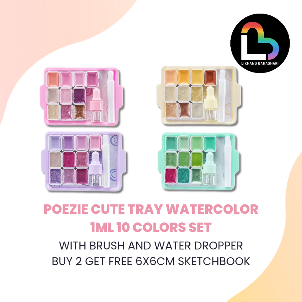 Poezie Cute Tray Solid Watercolor Set Buy 2 Get Free 6x6cm Sketchbook