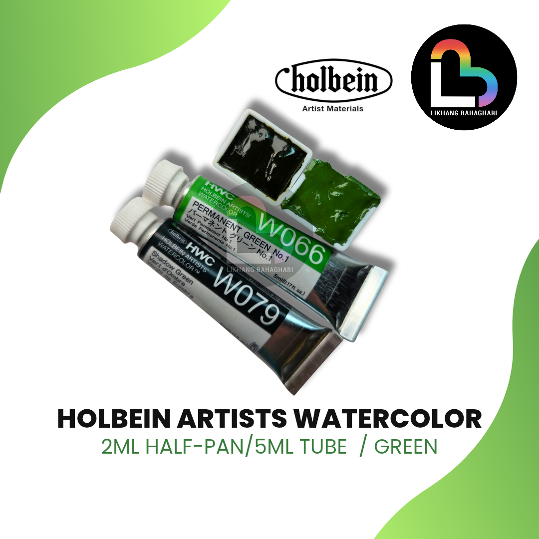 2/6 Holbein Watercolor 5ml Tubes & 2ml Half-Pans (Greens) - Buy 5 Get 1 Free