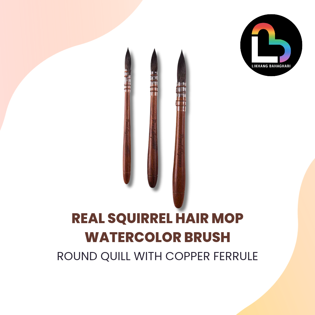 Paul Cezanne Professional Squirrel Hair Mop Watercolor Brush, Round Quill with Copper Ferrule