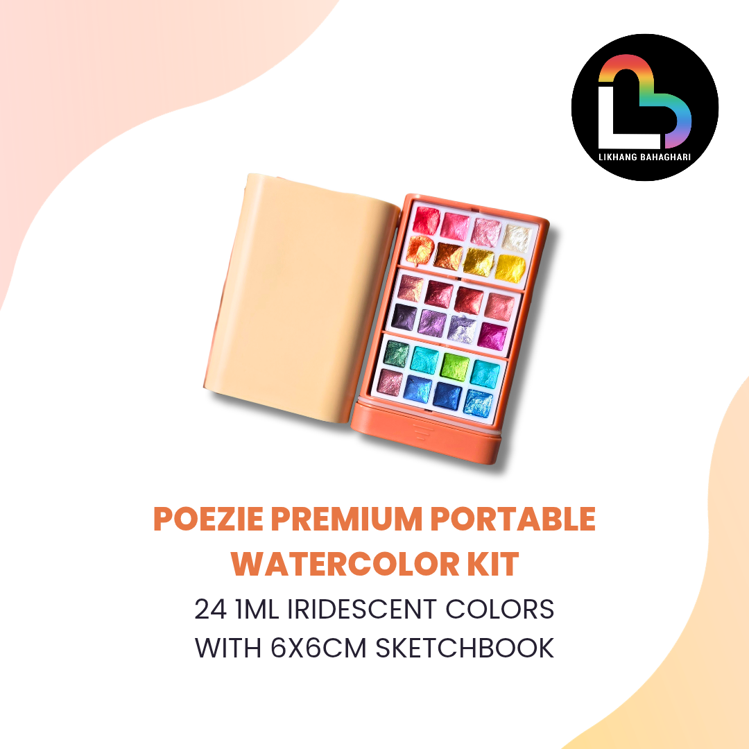 Poezie Premium Portable Stationery Pigment Kit with 6x6cm Sketchbook