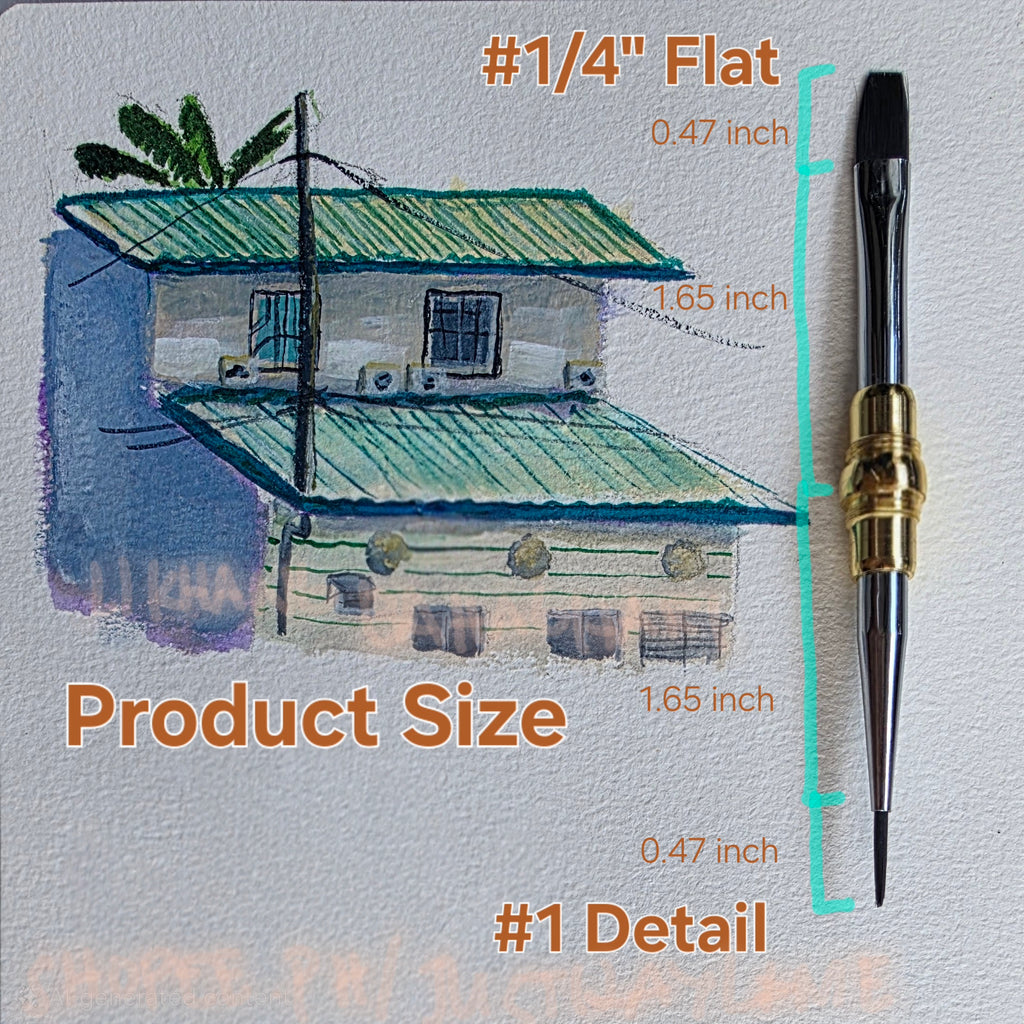LB Dual-Tip Small Silver Travel Watercolor Brushes - 6 Tip Styles, Premium Synthetic Squirrel Hair