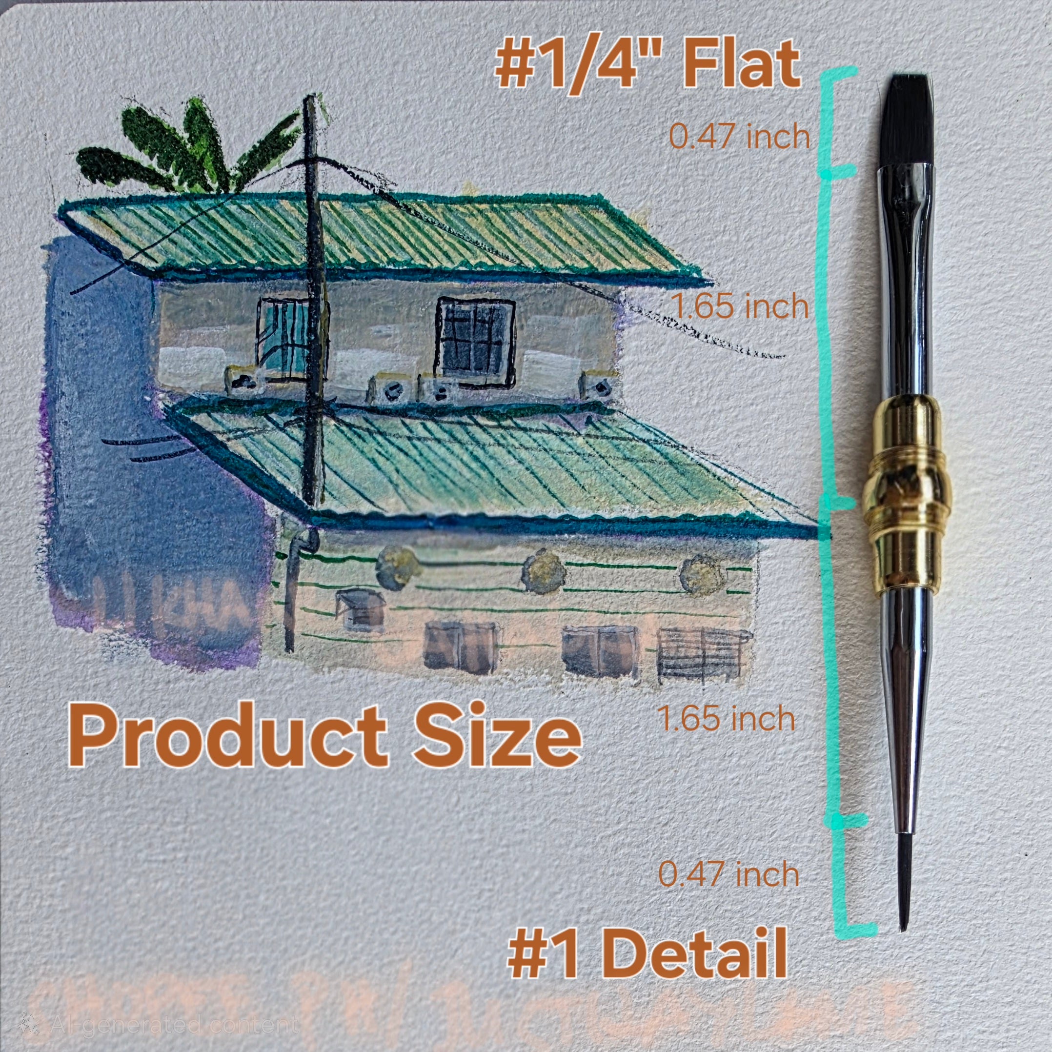 LB Dual-Tip Small Silver Travel Watercolor Brushes - 6 Tip Styles, Premium Synthetic Squirrel Hair