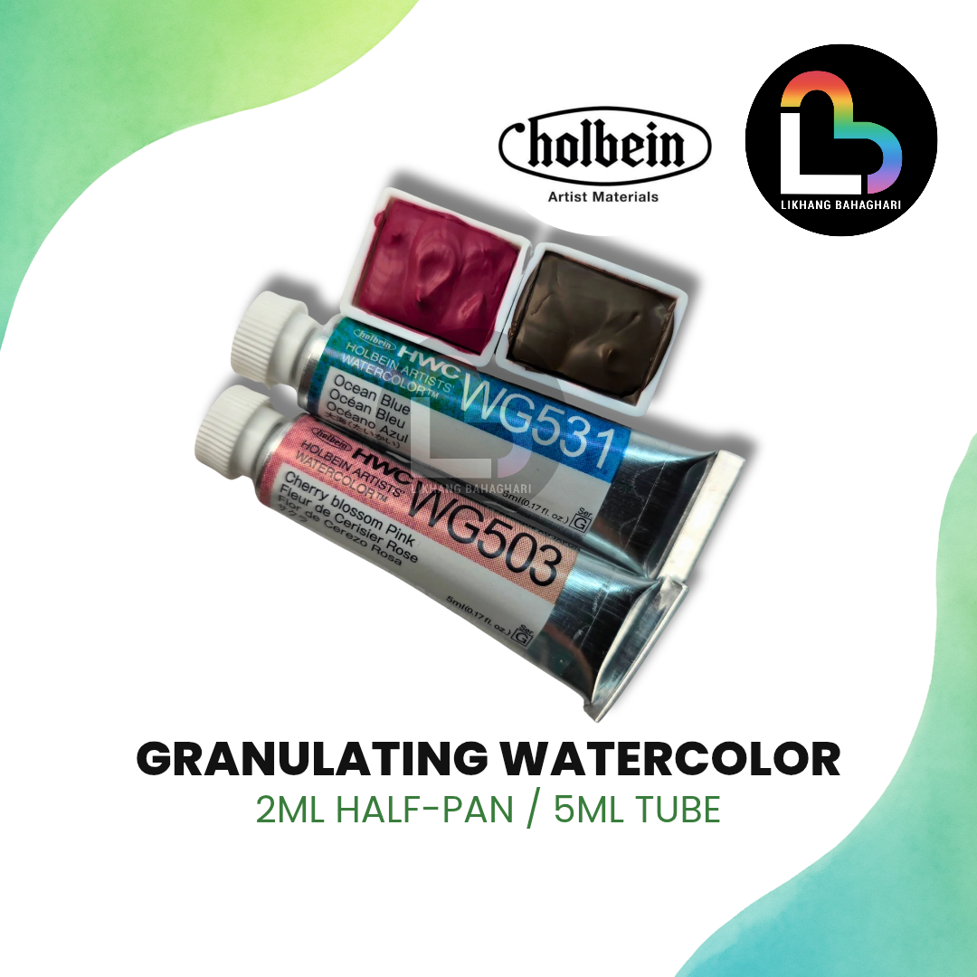 Holbein Artists Watercolor Granulating 5ml Individual Tubes and 2ml Half-Pans