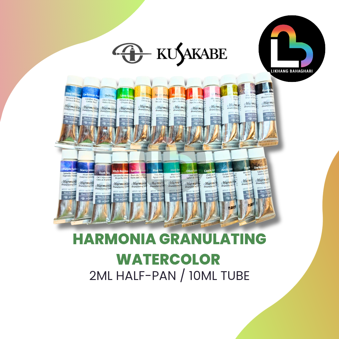 Kusakabe Harmonia Granulating Watercolor 2.5ml Half Pans and 10ml Tubes
