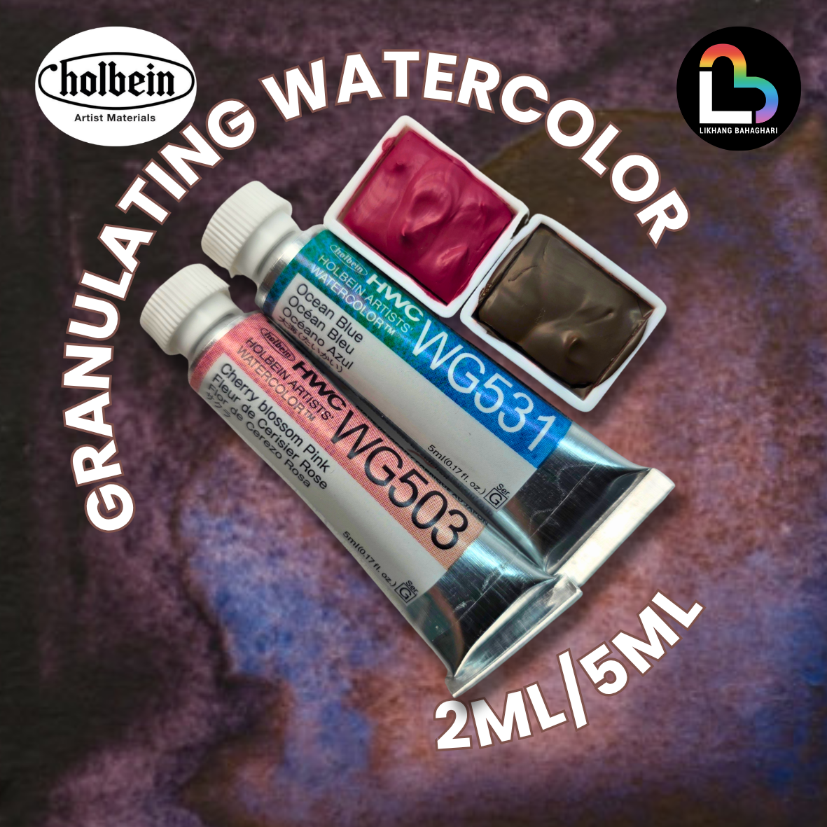 Holbein Artists Watercolor Granulating 5ml Individual Tubes and 2ml Half-Pans