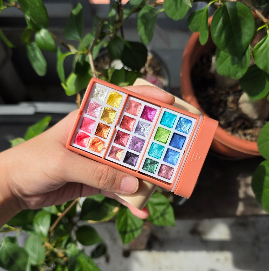 Poezie Premium Portable Stationery Pigment Kit with 6x6cm Sketchbook