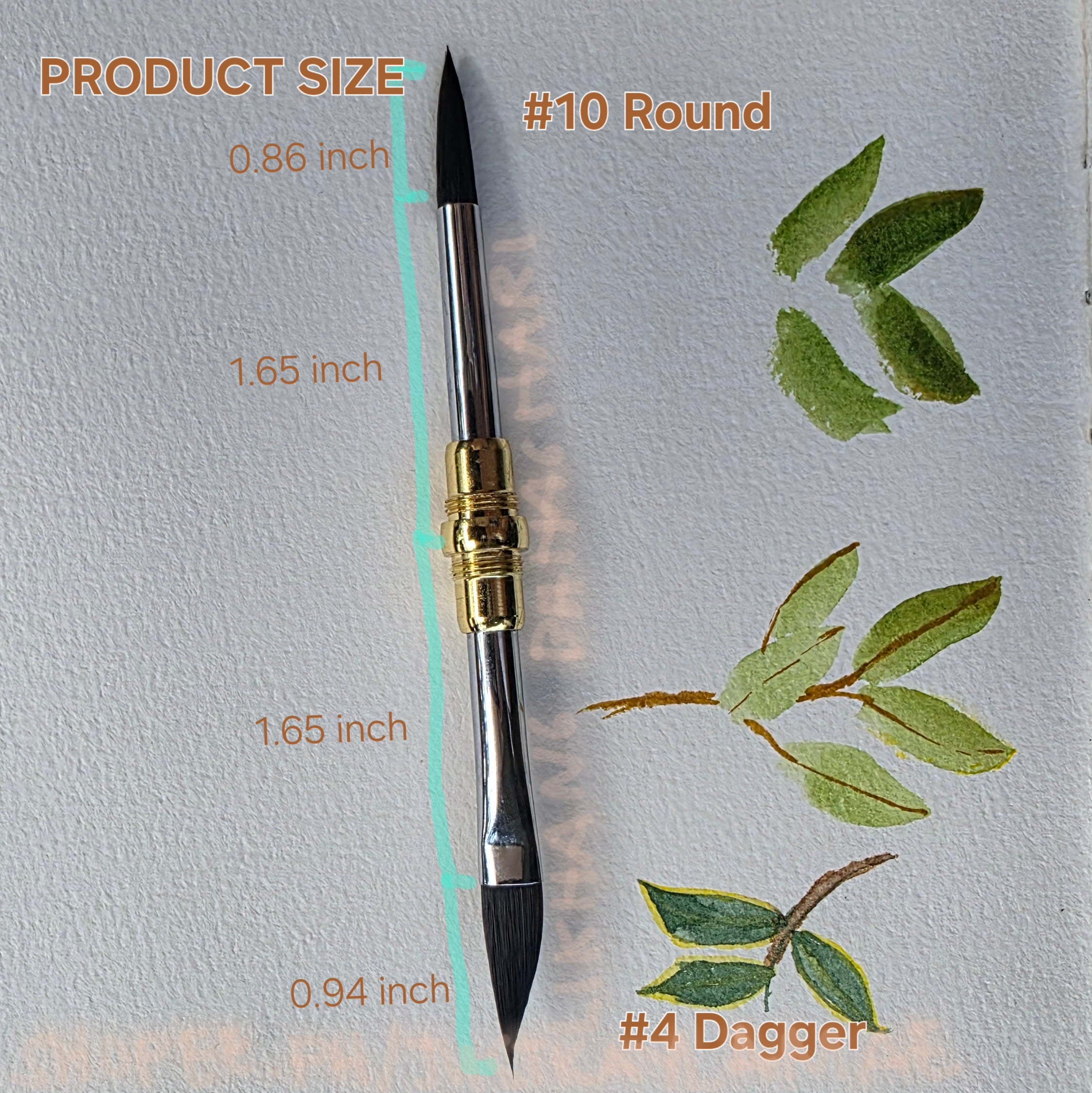 LB Dual-Tip Small Silver Travel Watercolor Brushes - 6 Tip Styles, Premium Synthetic Squirrel Hair