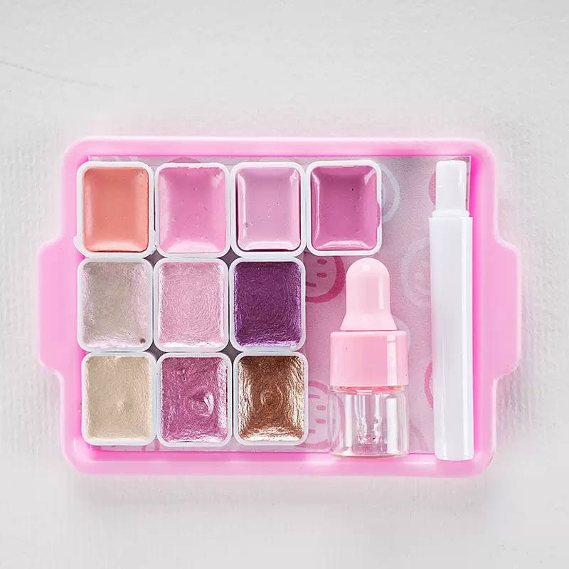 Poezie Cute Tray Solid Watercolor Set Buy 2 Get Free 6x6cm Sketchbook