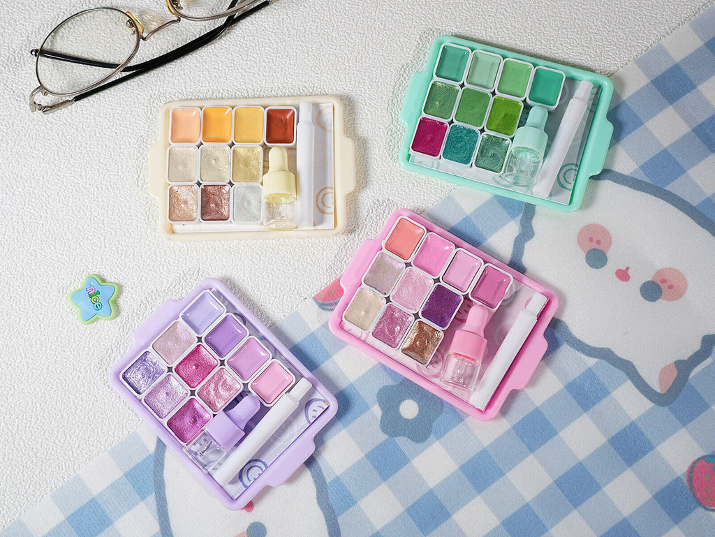 Poezie Cute Tray Solid Watercolor Set Buy 2 Get Free 6x6cm Sketchbook
