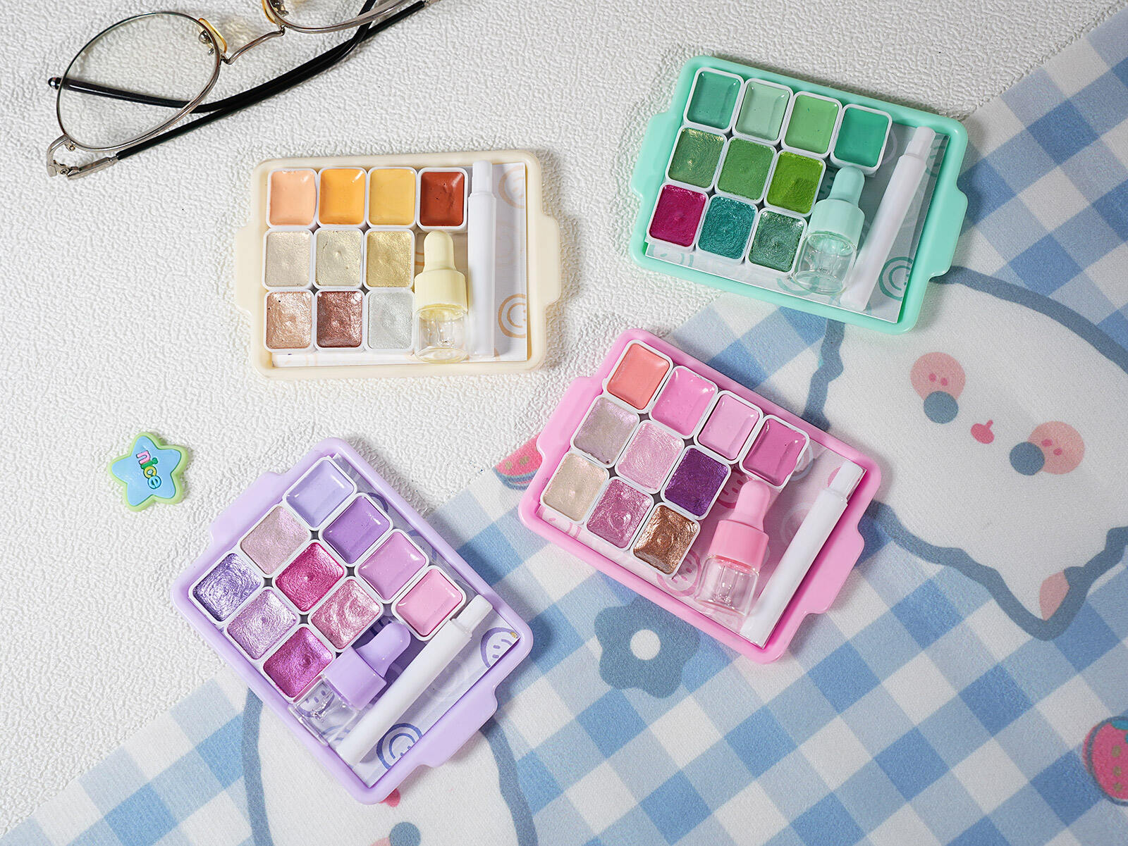 Poezie Cute Tray Solid Watercolor Set Buy 2 Get Free 6x6cm Sketchbook