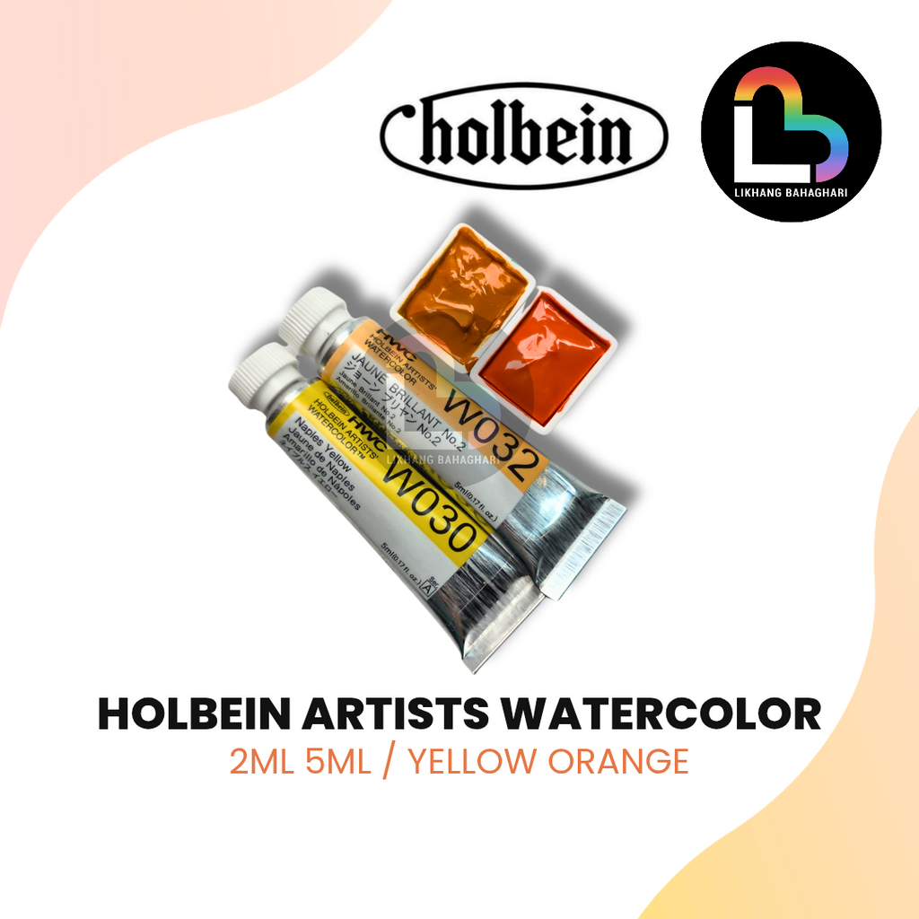 4/6 Holbein Watercolor 5ml Tubes & 2ml Half-Pans (Yellows/Oranges) - Buy 5 Get 1 Free