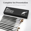 Paul Cezanne Black Watercolor Brush 10 Pcs Synthetic Sable Hair Wood Handle Paintbrush Set