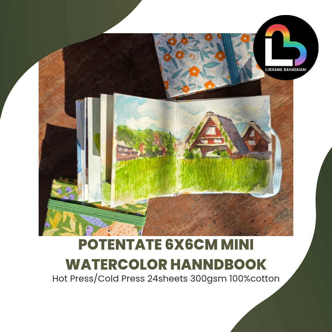 LB Potentate Mini Watercolor Journal 6x6cm 100% Cotton 300gsm 24 Sheets Pocket Travel Sketchbook