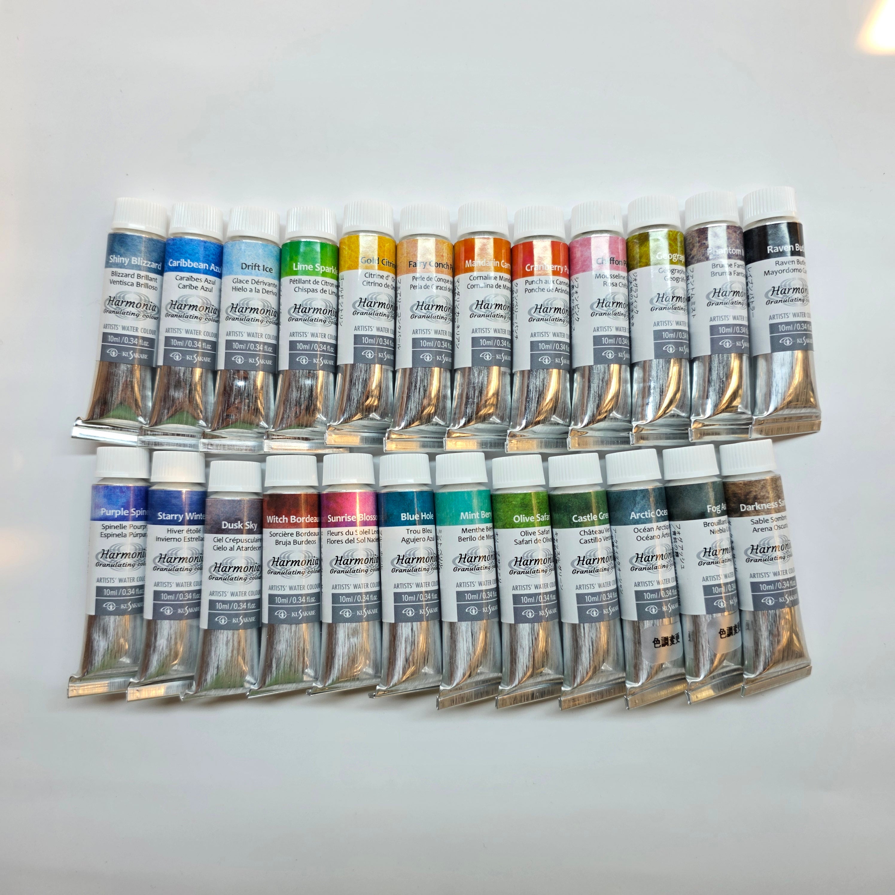 Kusakabe Harmonia Granulating Watercolor 2.5ml Half Pans and 10ml Tubes